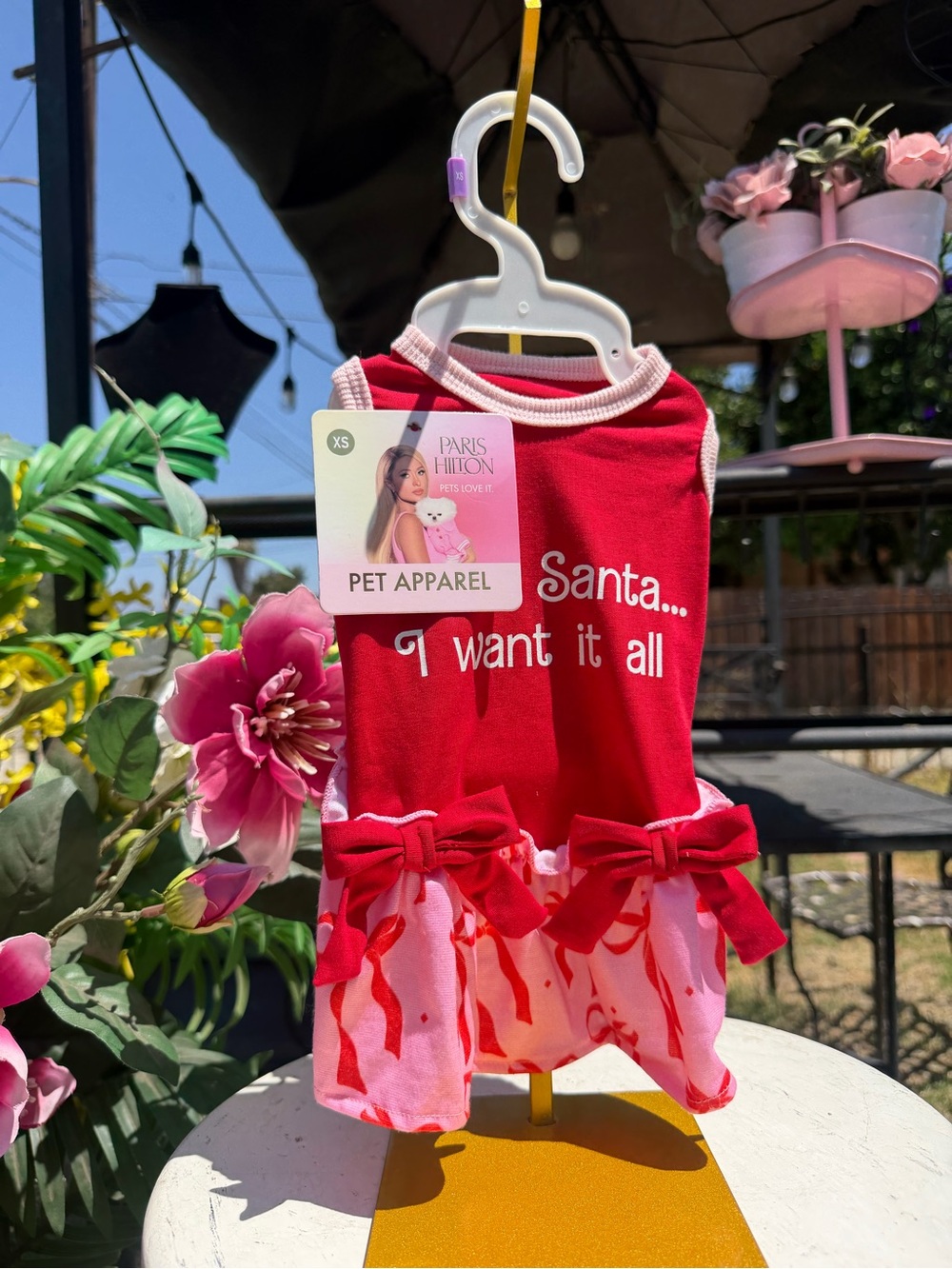Paris Hilton Red and Pink Holiday Pet Dress